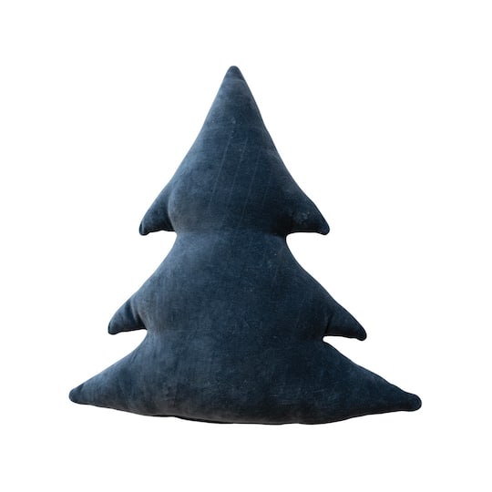 Hello Honey® 18" Blue Cotton Velvet Tree-Shaped Throw Pillow